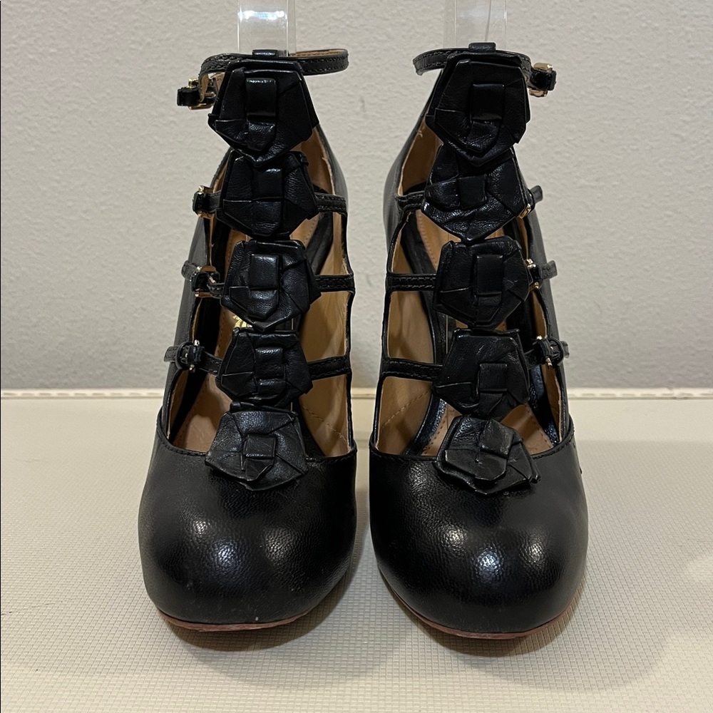 L.A.M.B. Black Strappy High Heels - Picture 13 of 15